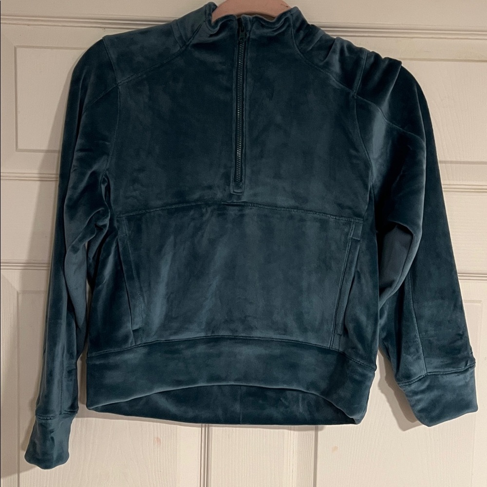 DSG Dark Green Velour Half-Zip Pullover